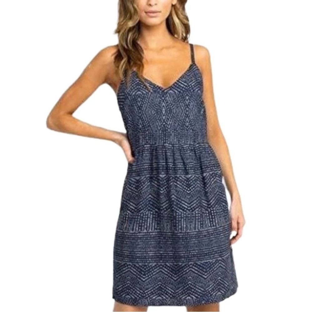RVCA Nolan Navy White Strappy Sundress Flowy Soft Viscose Beach Resort Size S